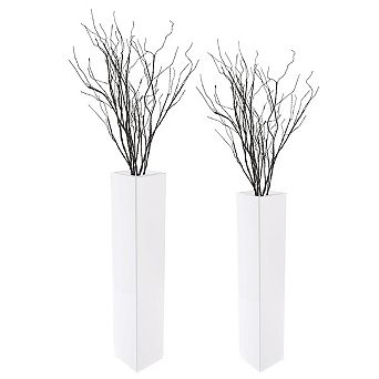 Tall Rectangular Wooden Modern Floor Vase, Set of 2