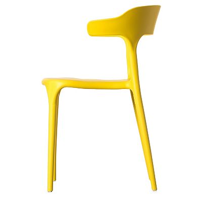 Modern Plastic Outdoor Dining Chair with Open U-Shaped Back