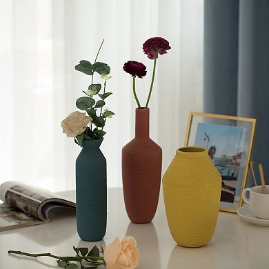 Decorative Ceramic Cylinder Vase, Modern Style Centerpiece Table Vase