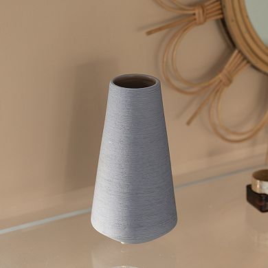 Decorative Ceramic Round Cone Shape Centerpiece Table Vase Gray