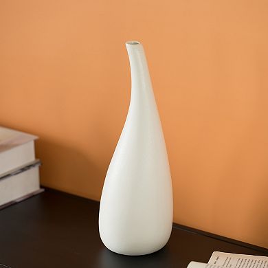 Set of 3 White Ceramic Water Drop Vase - Modern Teardrop Shape for Home Decor