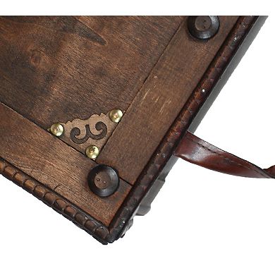 Antique Style Distressed Wooden Pirate Treasure Chest, Coffee Table Trunk