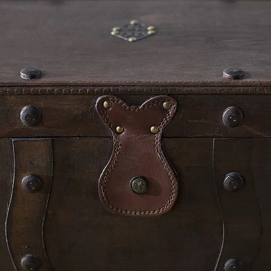Antique Style Distressed Wooden Pirate Treasure Chest, Coffee Table Trunk