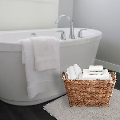 Water Hyacinth Wicker Large Square Storage Laundry Basket with Handles