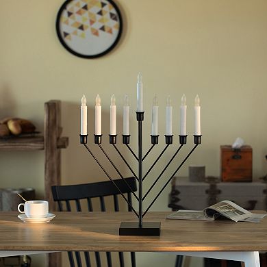 Nine Branch Electric Chabad Judaica Chanukah Menorah with LED Candle Design Candlestick