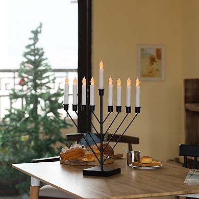 Nine Branch Electric Chabad Judaica Chanukah Menorah with LED Candle Design Candlestick
