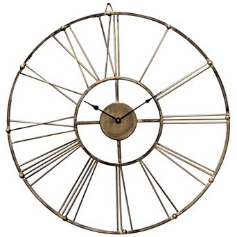 Decorative Antique Roman Numerical Gold Metal Wall Clock for Dining, Living Room, or Kitchen