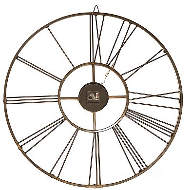 Decorative Antique Roman Numerical Gold Metal Wall Clock for Dining, Living Room, or Kitchen