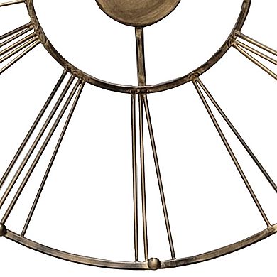 Decorative Antique Roman Numerical Gold Metal Wall Clock for Dining, Living Room, or Kitchen