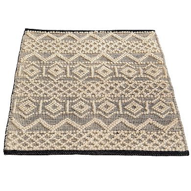 Handwoven Black and White Textured Wool Flatweave Kilim Rug