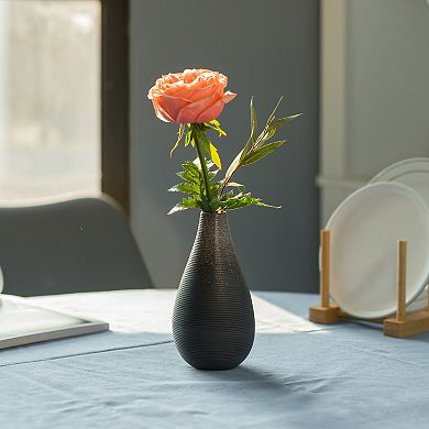 Modern Decorative Ceramic Table Vase Ripped Design Tear Drop Shape Flower Holder