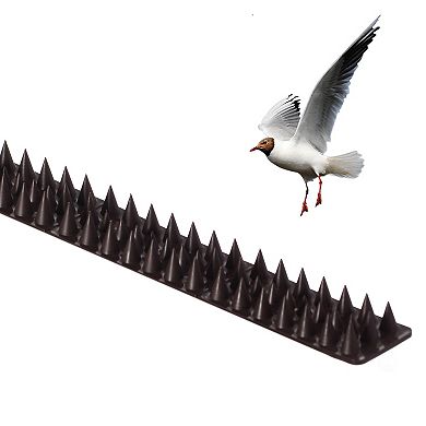 Outdoor Plastic Repellent Wall Defender Fence Spikes for Birds, 10 Pack Brown