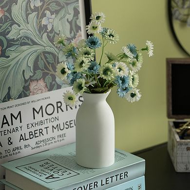 Uniquewise Set of 3 White Ceramic Table Flower Vases for Farmhouse and Home Decor