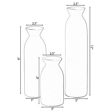 Uniquewise Set of 3 White Ceramic Table Flower Vases for Farmhouse and Home Decor