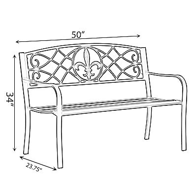 Outdoor Garden Patio Steel Park Bench Lawn Decor with Cast Iron Unique Design Back