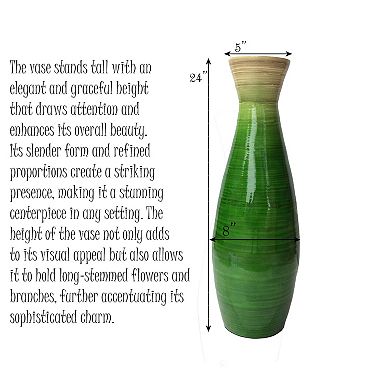 Classic Bamboo Floor Vase Handmade, For Dining, Living Room, Entryway