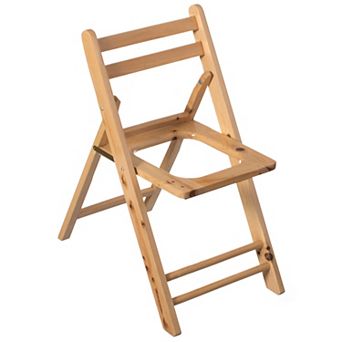 Wooden Folding Portable Toilet Seat for Camping and Hiking with Backrest
