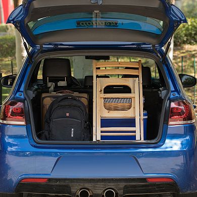 Wooden Folding Portable Toilet Seat for Camping and Hiking with Backrest