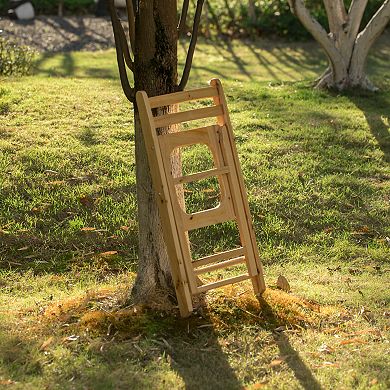 Wooden Folding Portable Toilet Seat for Camping and Hiking with Backrest