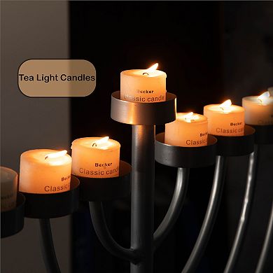 Large Modern Silver 9 Branch Lighting Thin Pipe Hanukkah Menorah, Metal-Aluminum