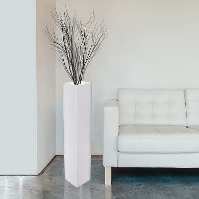 Tall Rectangular Wooden Modern Floor Vase