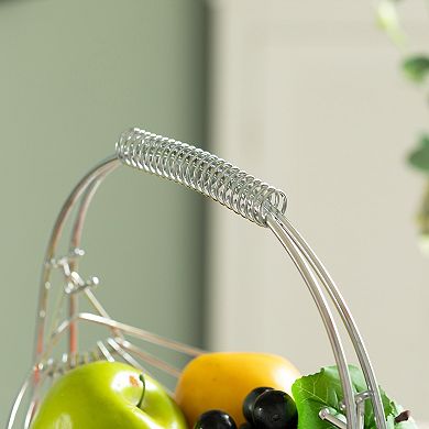 2 Tier Metal Fruit Holder Basket for Kitchen, Detachable Countertop Vegetables Storage Organizer