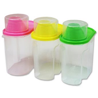 Bpa-free Plastic Food Saver, Kitchen Food Cereal Storage Containers With Graduated Cap, Set Of 3