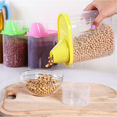 Bpa-free Plastic Food Saver, Kitchen Food Cereal Storage Containers With Graduated Cap, Set Of 3