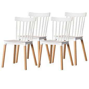 Modern Plastic Dining Chair Windsor Design with Beech Wood Legs