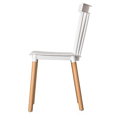 Modern Plastic Dining Chair Windsor Design with Beech Wood Legs