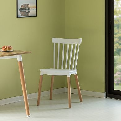 Modern Plastic Dining Chair Windsor Design with Beech Wood Legs