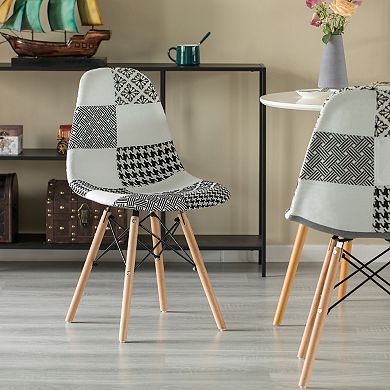 Modern Fabric Chair with Wooden Legs for Kitchen, Dining Room