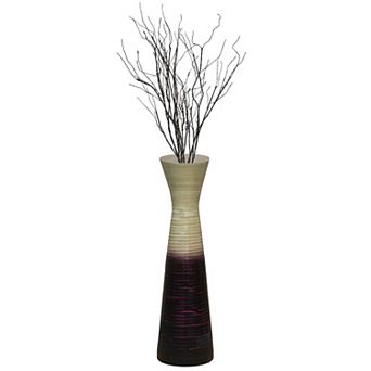 Bamboo Floor Vase with Hourglass Design Ideal for Silk Plants Dried Branches or Long Stem Flowers
