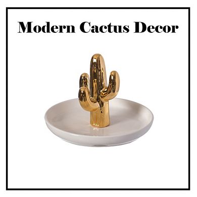 Uniquewise Cactus Tree Jewelry Holder with Decorative Trinket Dish Organizer