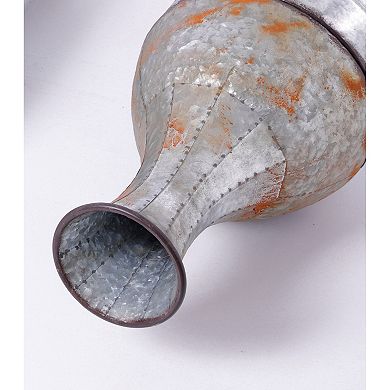 Rustic Farmhouse Style Galvanized Metal Floor Vase Decoration