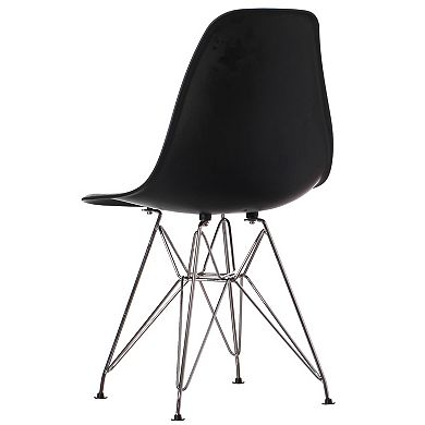Mid-Century Modern Style Plastic DSW Shell Dining Chair with Metal Legs, Set of 2