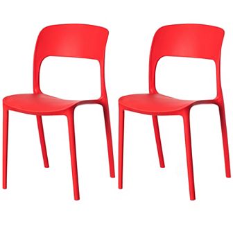 Modern Plastic Outdoor Dining Chair with Open Curved Back