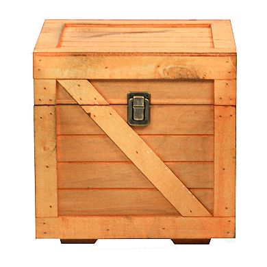 Stackable Square Wooden Cargo Crate Style Storage Chest
