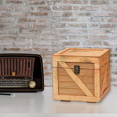 Stackable Square Wooden Cargo Crate Style Storage Chest