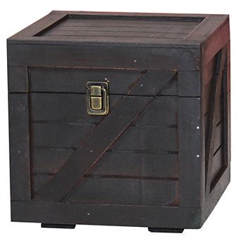 Stackable Square Wooden Cargo Crate Style Storage Chest