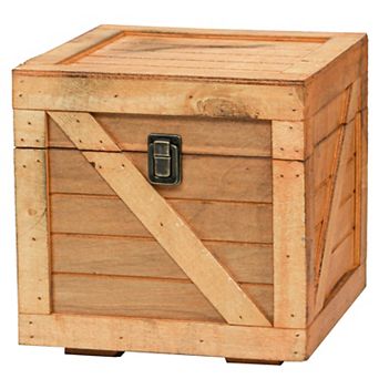 Stackable Square Wooden Cargo Crate Style Storage Chest