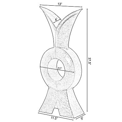 Unique Style Galvanized Metal Design Floor Vase for Entryway, Living Room or Dining Room