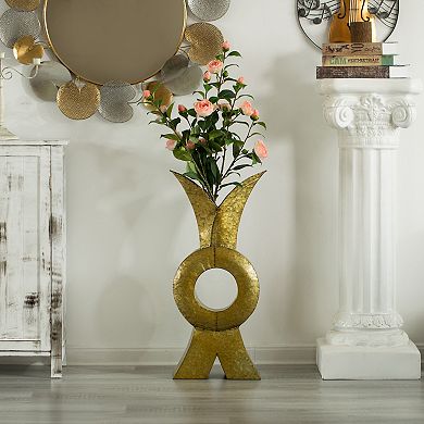 Unique Style Galvanized Metal Design Floor Vase for Entryway, Living Room or Dining Room