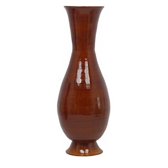 Tall Modern Decorative Floor Vase Handmade, Natural Bamboo Finish
