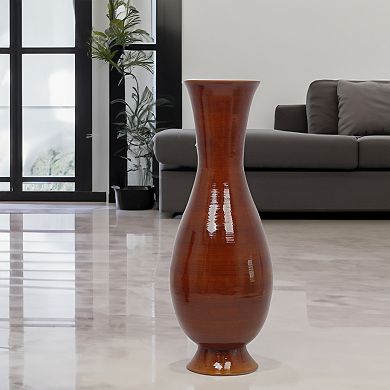 Tall Modern Decorative Floor Vase Handmade, Natural Bamboo Finish