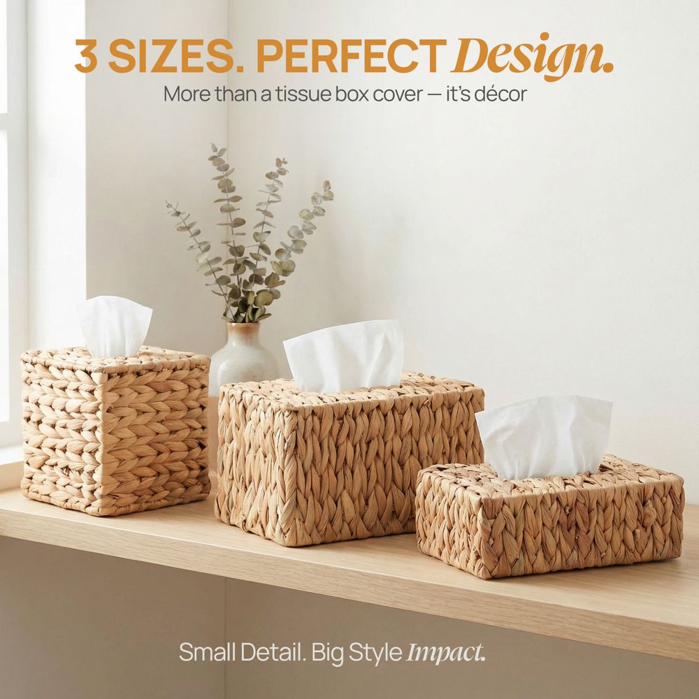 YOKOMI 4 Gallon Wicker Trash Can With Lid & Tissue Box Cover - Boho Rattan Bathroom Bedroom Decor - View #3