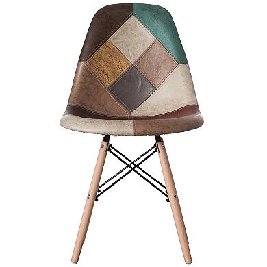 Modern Fabric Chair with Leather and Suede Like Tones with Wooden Legs for Kitchen or Dining Room