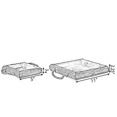 Indoor and Outdoor Set of 2 Vintage Bark Square Wooden Mini Flowerpot Planter