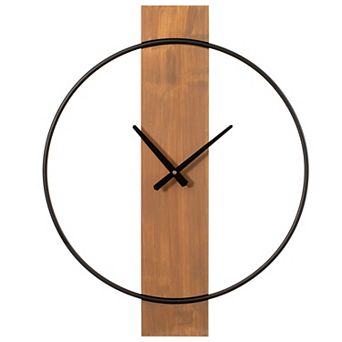 Clockswise Decorative Modern Wall Clock with Metal Frame on Rectangular Wood Board