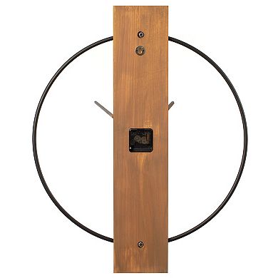 Clockswise Decorative Modern Wall Clock with Metal Frame on Rectangular Wood Board